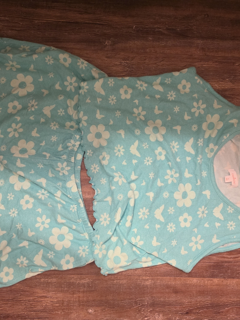Colsie Aqua Floral & Butterfly Tank Pajama Top